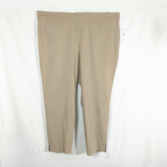 NWT 24/24W Roz & Ali Rayon-Blend Tan Ankle Pants - Picture 4 of 7